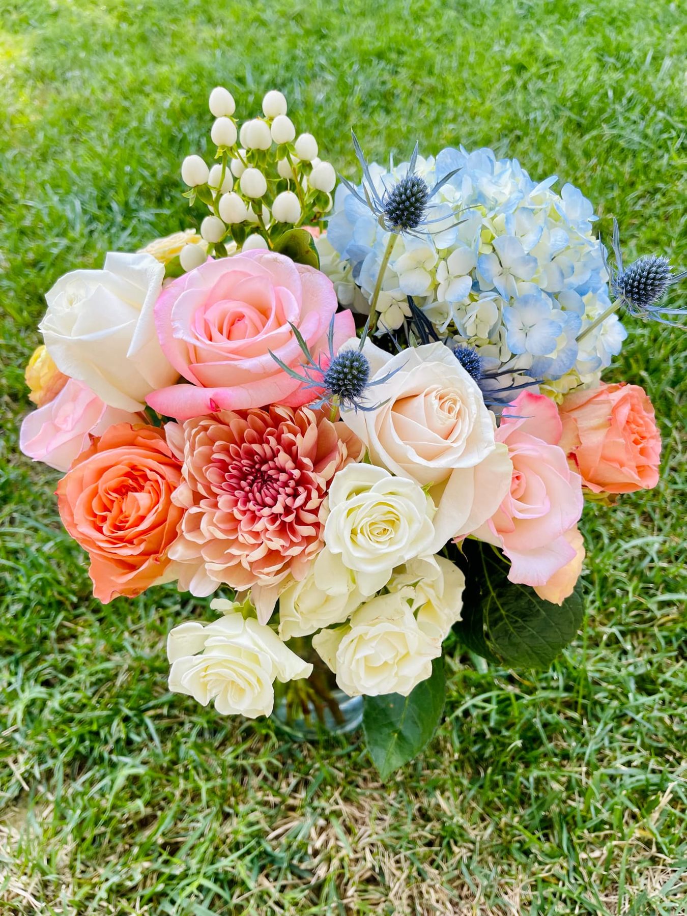 Garden bouquet in the grass